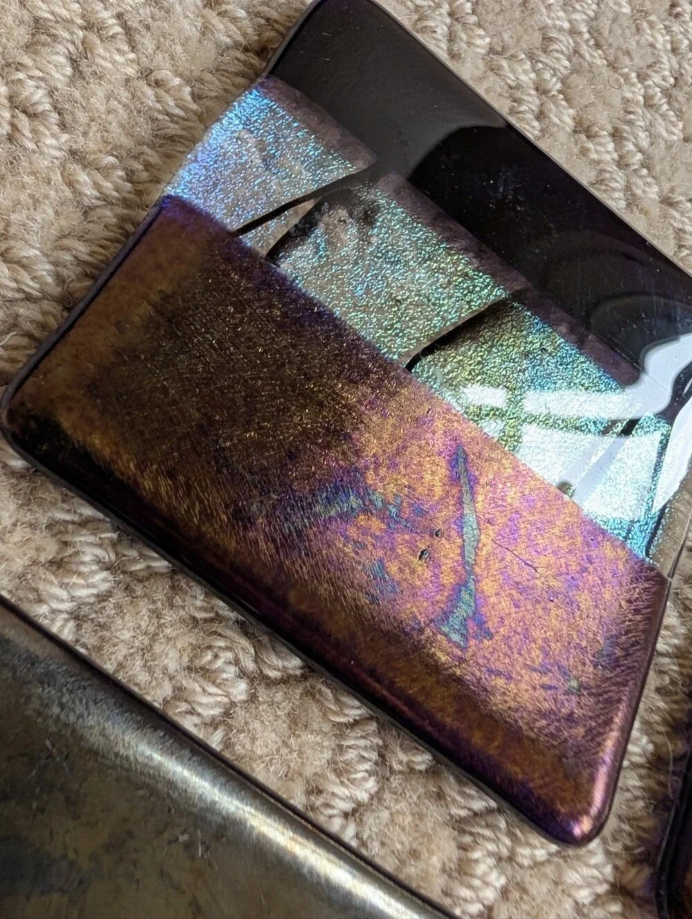 set of 4 RECYCLED DICHROIC FUSED GLASS COASTERS chris paulson